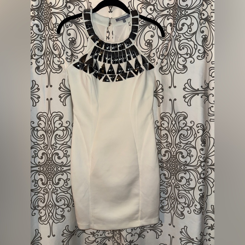 Wow Couture White Dress with Chrome Mirrored Detailing